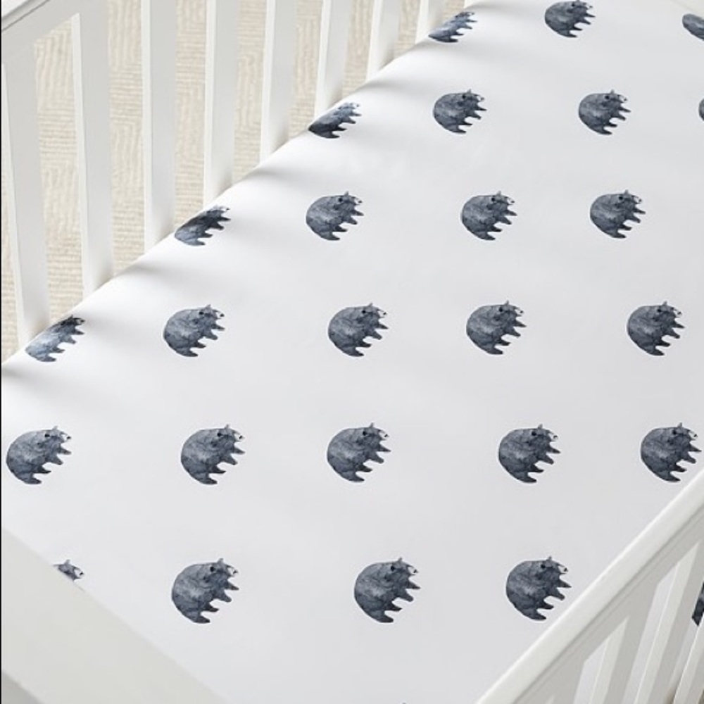 Pottery Barn Kids Asher Bear Organic Crib Fitted Sheet